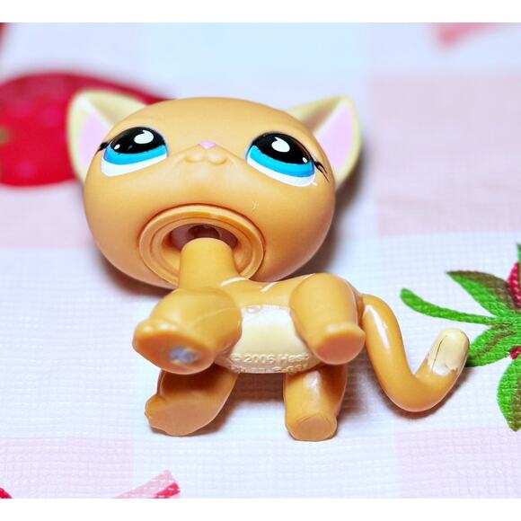 Authentic LPS Littlest Pet Shop No # Puzzle Shorthair Cat Blue Teardrop Eyes - Picture 9 of 12